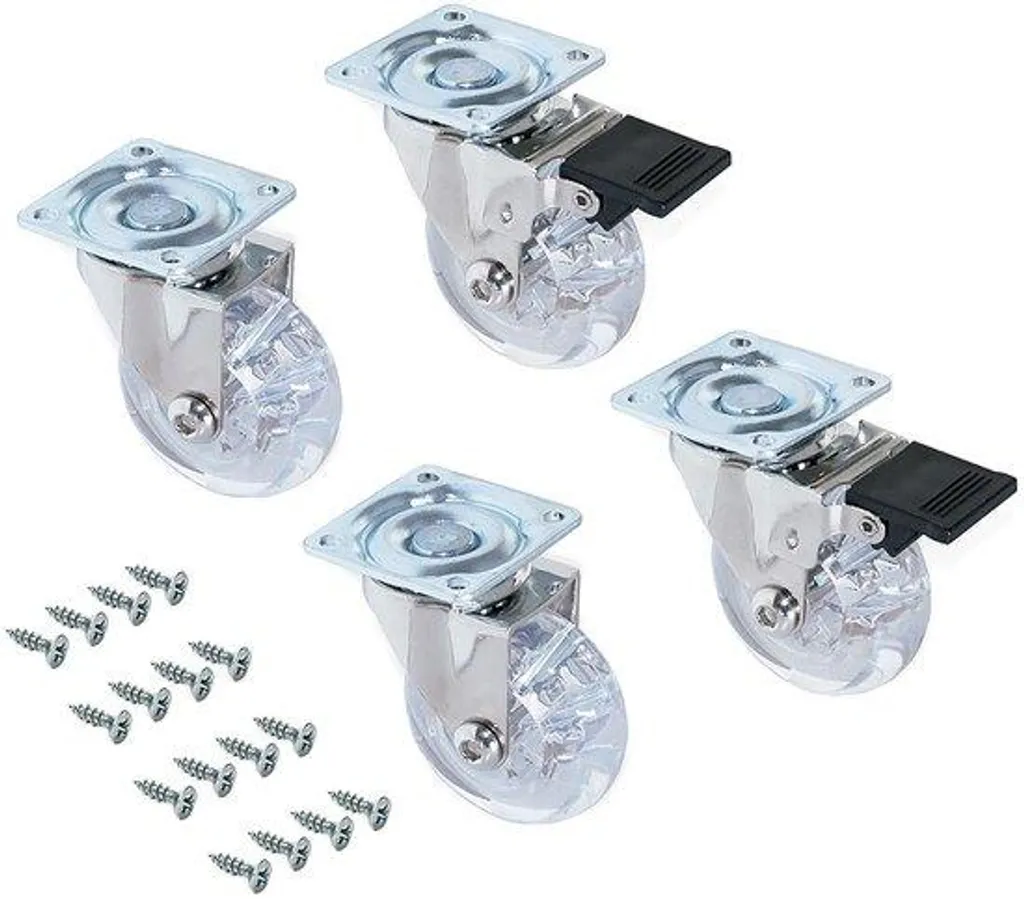 Set 4 roues 75mm silencieuses avec freins pour chariots et établis