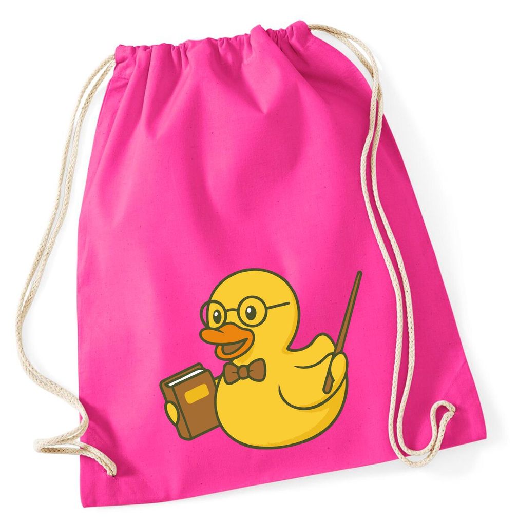 Huuraa Turnbeutel Quietscheente Lehrer Comic Gummiente 12 Liter Fuchsia Baumwolle Rucksack Geschenkidee