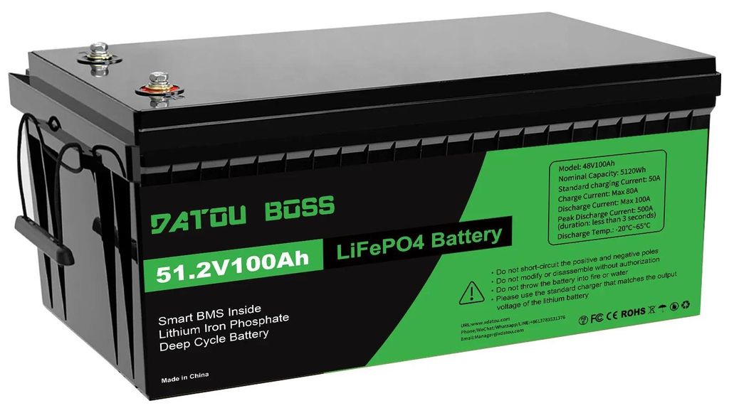 48V 100Ah Lithium-Ionen Akku - DTA-100Ah-48V - Energie 5.12kWh - BMS - Max. Entladestrom 120A - Ladestrom 50A - Für Wechselrichter, PV, Wohnmobil