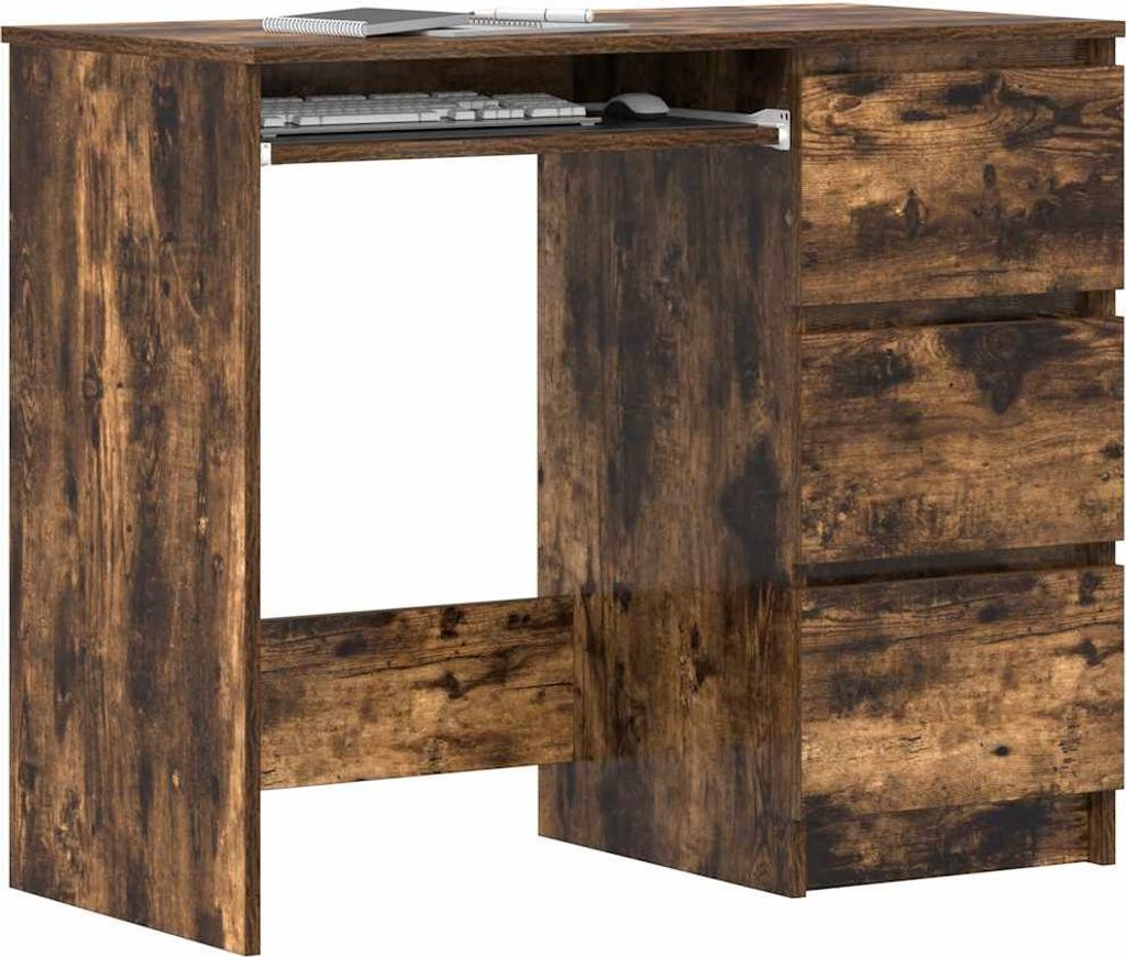 vidaXL Schreibtisch Räuchereiche 90x45x76 cm Holzwerkstoff