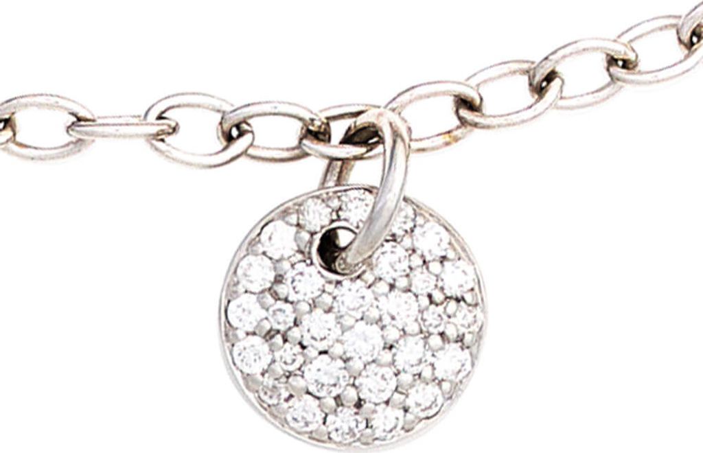 Armband Armkette mit Anhänger 29 Brillanten 585 Gold Weißgold 18,5cm Damen