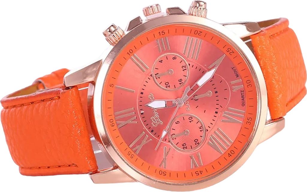 Elegante Damen Uhr Adria in Orange - Modernes Design trifft klassischen Charme KP33539