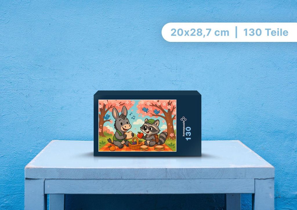 hansepuzzle 111733 - Huf und Rocco Puzzle, 130 Teile, Kinder, 28,7 x 20,0cm mit hochwertiger Aufbewahrung, Kartonbox und wiederverschließbarem Beutel