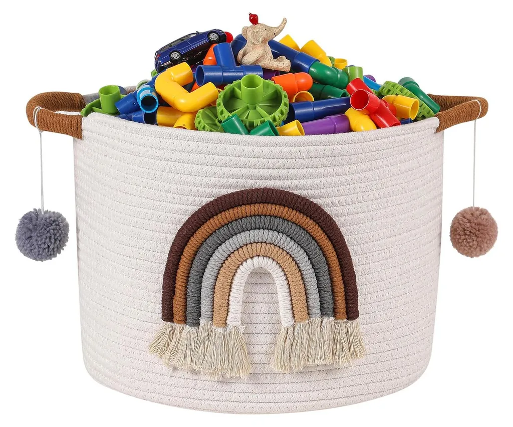 Panier de rangement coton arc-en-ciel 3D café : fini le désordre au salon