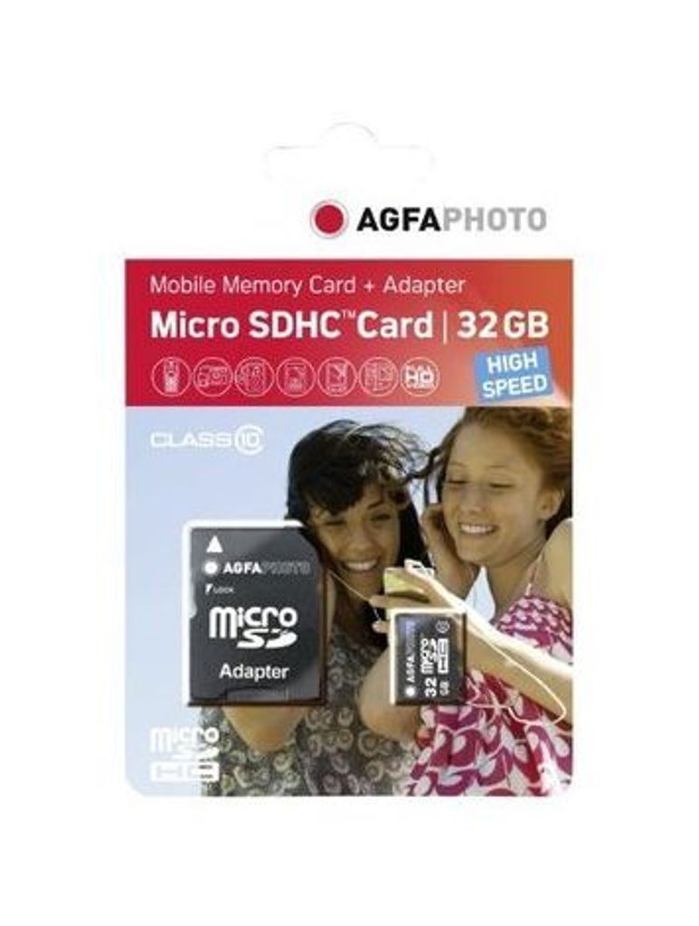 AgfaPhoto 32GB MicroSDHC Class 10, 32768 MB, Micro Secure Digital High-Capacity (MicroSDHC), 32 mm, 24 mm, 1 mm, Blase