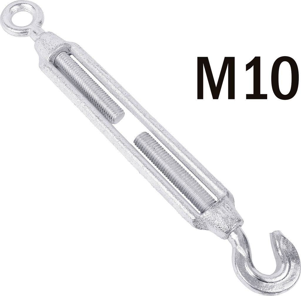 BAUSTER Spannschloss Seilspanner Spannschraube Verzinkt Drahtseil 10mm Stahl Haken Öse 5-24mm