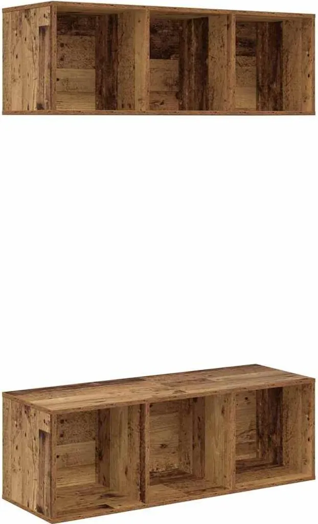 Porta TV 2 Pz vidaXL Legno Vecchio 37x37x107cm - Stile Industrial