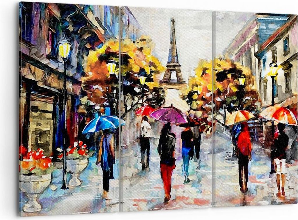 Bild auf Leinwand - Leinwandbild - Paris Stadt Zuhause - 105x70cm - Wand Bild - Wanddeko - Leinwanddruck - Bilder - Kunstdruck - Wanddekoration - L...