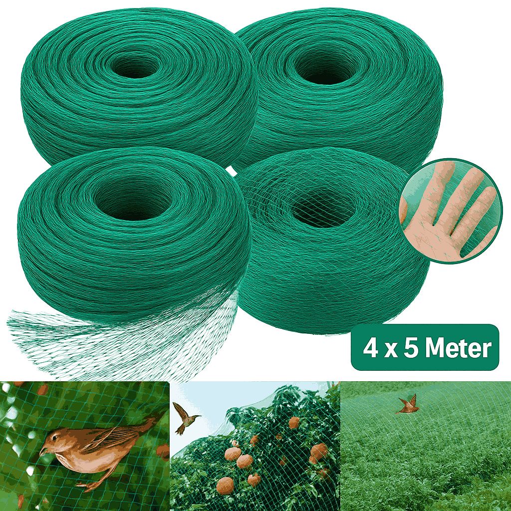 Vogelnetz 4 tlg. Set 4x5m Vogelschutznetz Gartennetz Laubschutznetz Teichnetz