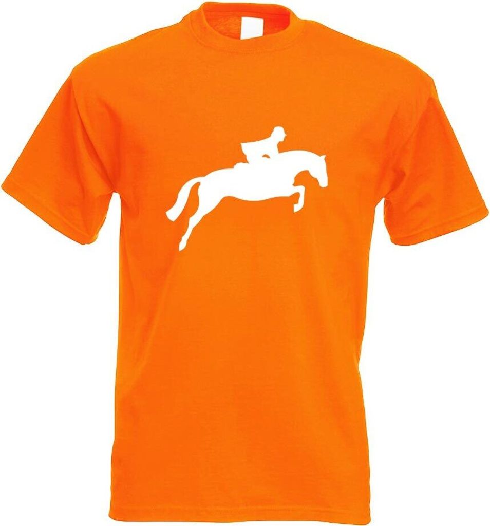 Kiwistar - T-Shirt - orange - Springreiten - Jumping - Springen Motiv Bedruckt Funshirt Design Print - mit Motiv Bedruckt - Funshirt Design - Sport...