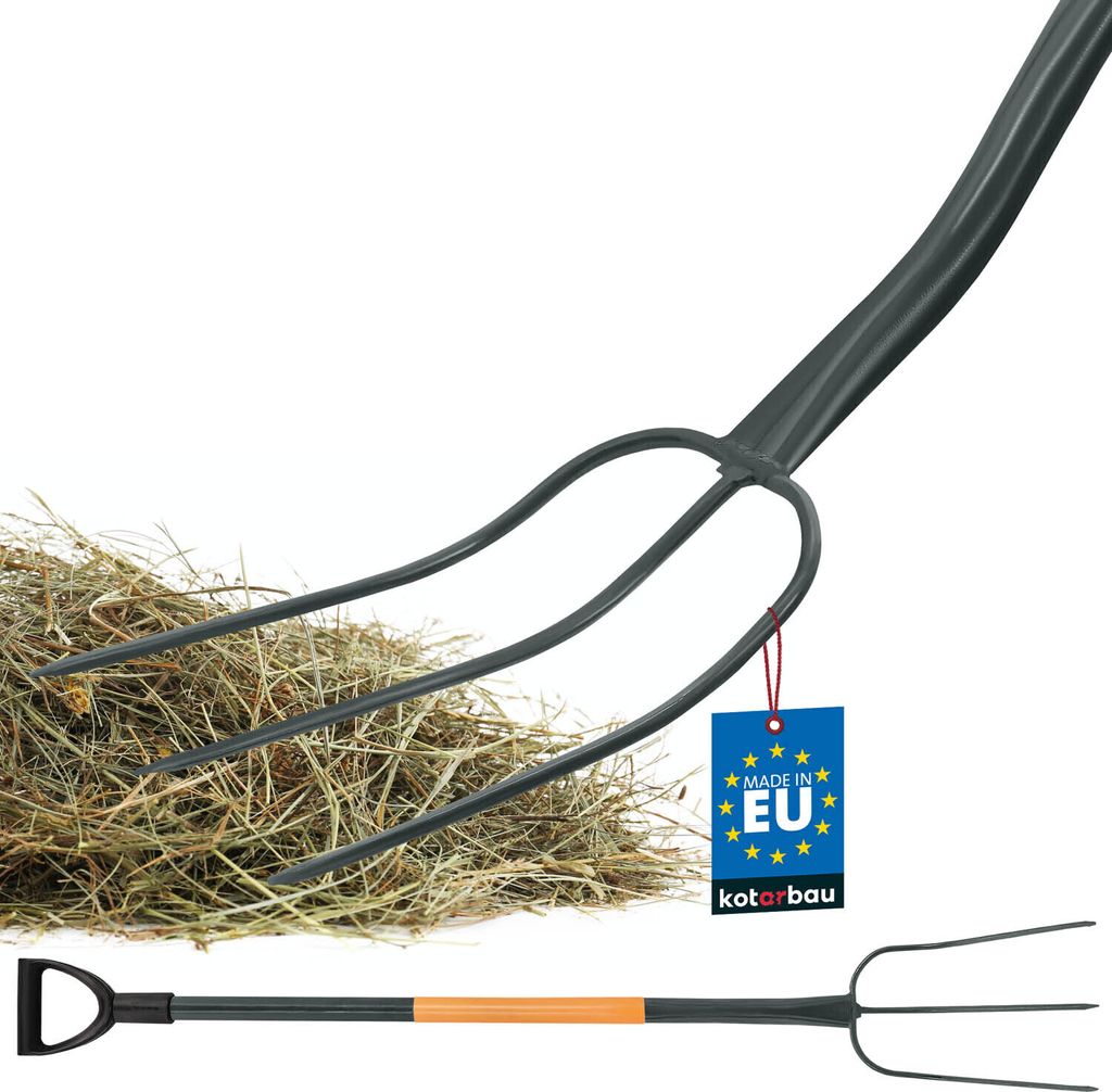 KOTARBAU Mistforke 3 Zinken 125cm mit Metallstiel für Garten und Landwirtschaft