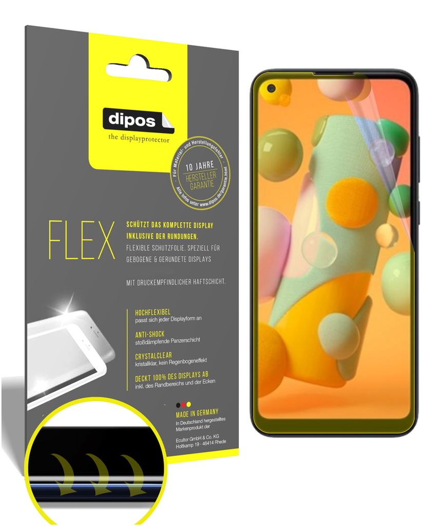 2x Schutzfolie für Samsung Galaxy A12 Folie, 100% Displayabdeckung, dipos Flex