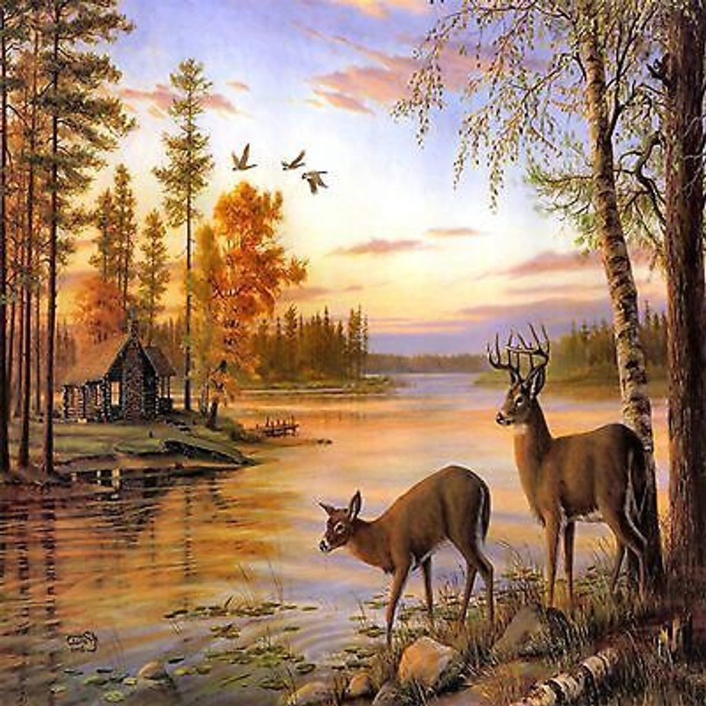 Diamond Mosaic - Hirsch auf dem See