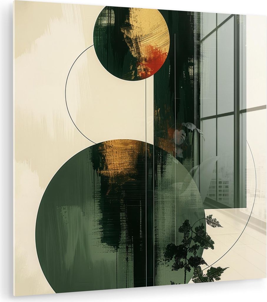 MuchoWow Glasbilder - Bilder auf Wandbild - Foto auf Glas Kunst - Kreise - Modern - Abstrakt 90x90 cm Wanddekoration aus Glas - Acrylglasbild - Acr...