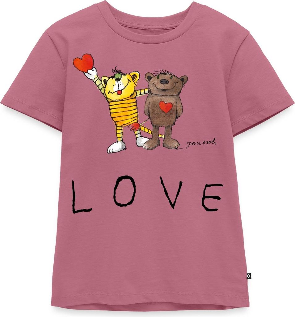 Spreadshirt Janosch Bär Tiger Love Liebe Kinder Premium T-Shirt, 134/140 (8 Jahre), Mauve