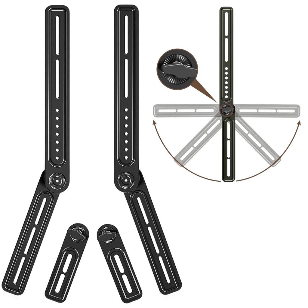 TV-Soundbar Halterung 30kg Tragkraft 0-180° schwenkbar für 60-120cm Soundbars, bohrfrei, platzsparend, schwarz