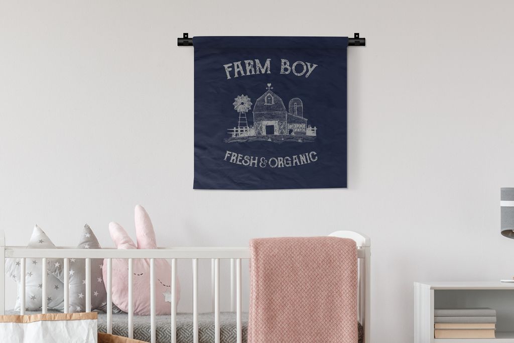 MuchoWow Wandteppich Wandbehang Vintage - Bauernhaus - Text 60x60 cm Tapisserie Dekoration Wandtuch - Dekorationen - Wand Decke