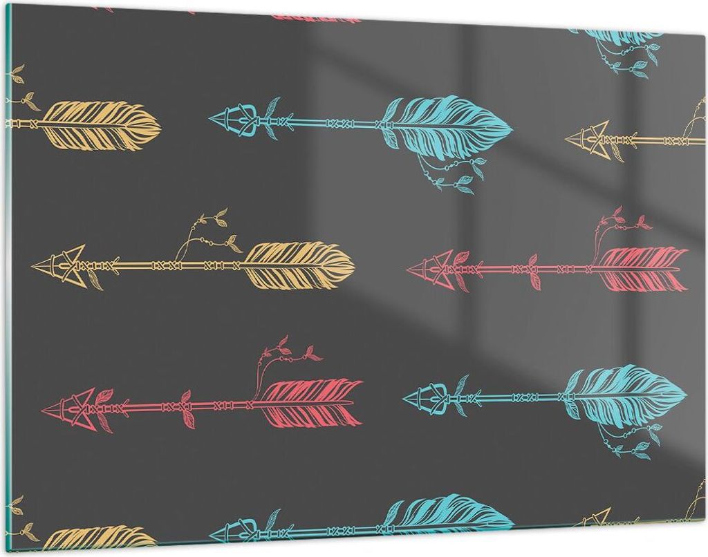 Bilder auf glas - Pfeil Feder - 120x80cm - Glasbilder - Wandbilder - Bilder - Kunstdruck - zum Aufhängen bereit - Wanddekoration aus Glas - Glas B...