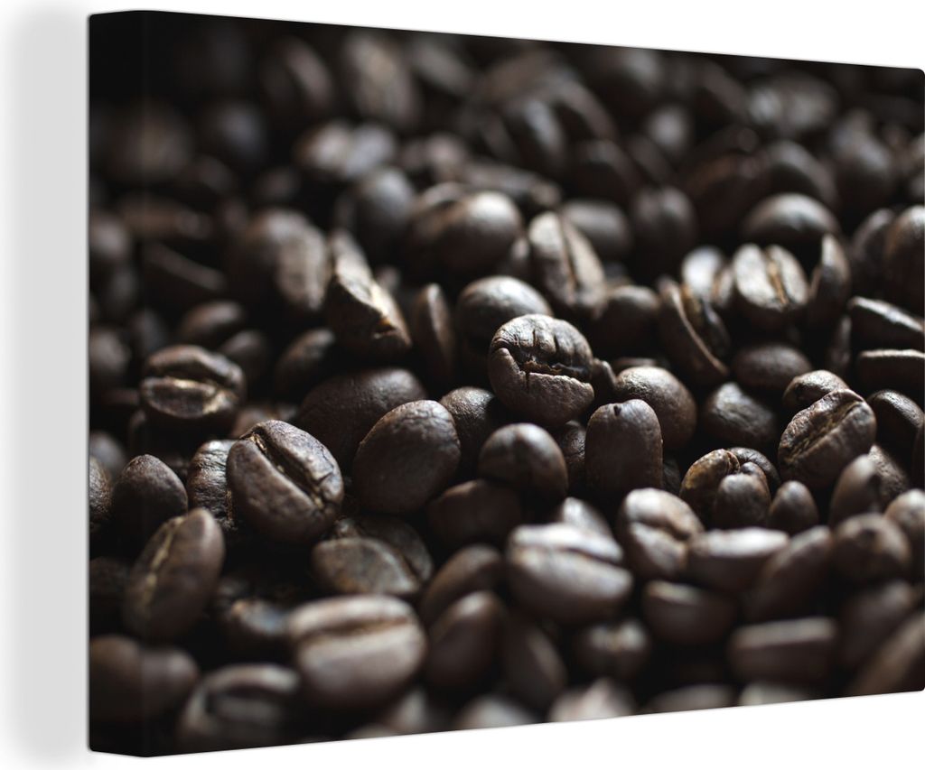 OneMillionCanvasses - Leinwandbilder - 150x100 cm, Dunkelbraun geröstete Kaffeebohnen mit bitterem Geschmack, Wandbilder Kunstdruck Wanddekoration