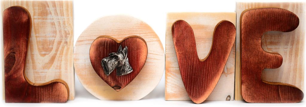 Schottischer Terrier, Scottish terrier I - Holzschriftzug LOVE, Innendekoration mit Hund, entzückende Dekoration für das Regal der Marke Art-Dog
