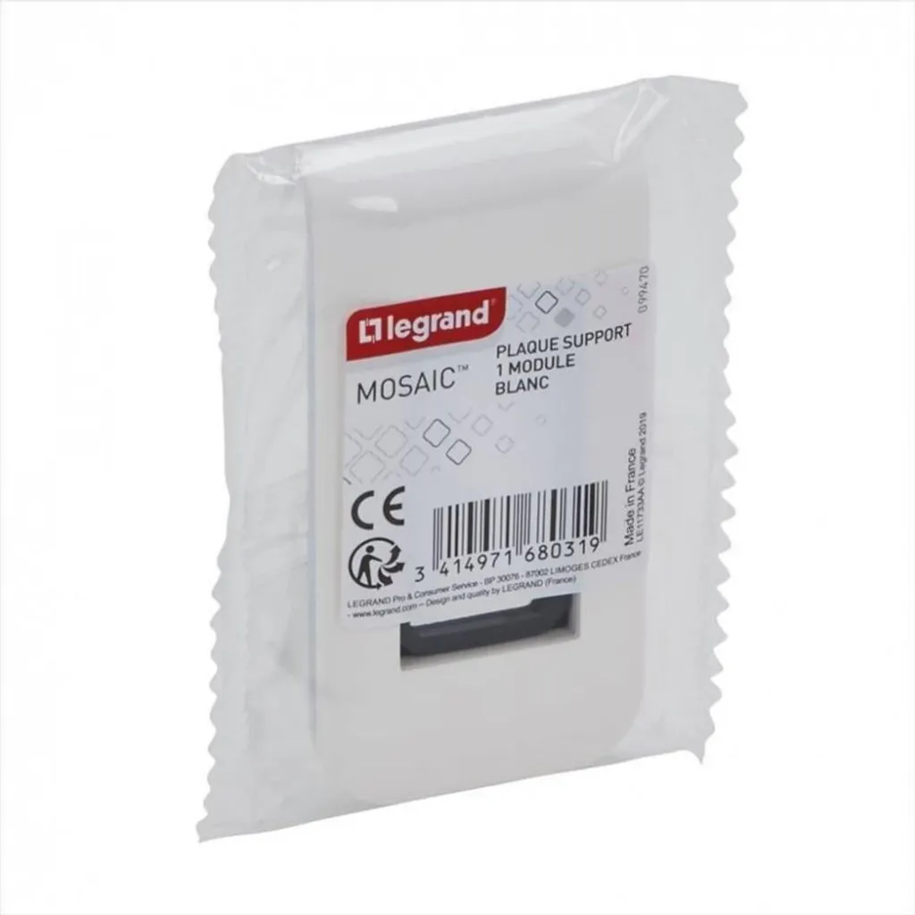 Support et plaque simple 1 module Legrand Mosaic blanc 078801 complet - 3