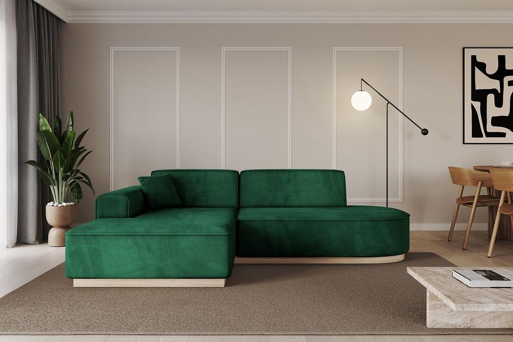 ALTDECOR Ecksofa in L-Form IREA-L1 232x165x80 cm Dunkelgrün Corner Sofa Eckcouch Couch Wohnlandschaft Cauchsofa