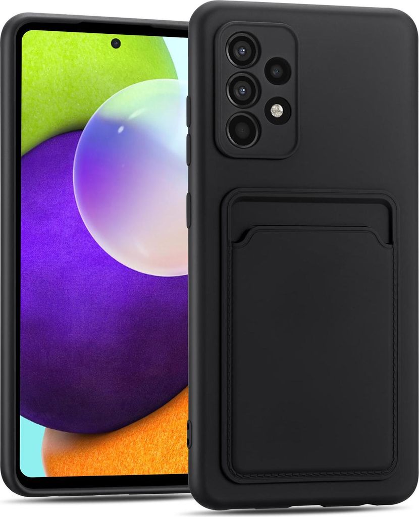 Handyhülle für Samsung Galaxy A53 5G Hülle Silikon Schutzhülle mit Kartenfach Slim Wallet Case, Schwarz