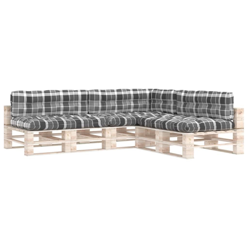 Palettensofa-Auflagen 7 Stk. Grau Karomuster