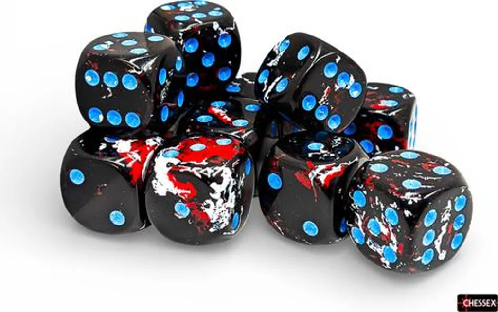 Dés bleus lisibles pour JDR : Lot 12x Chessex D6 16mm finition Brush