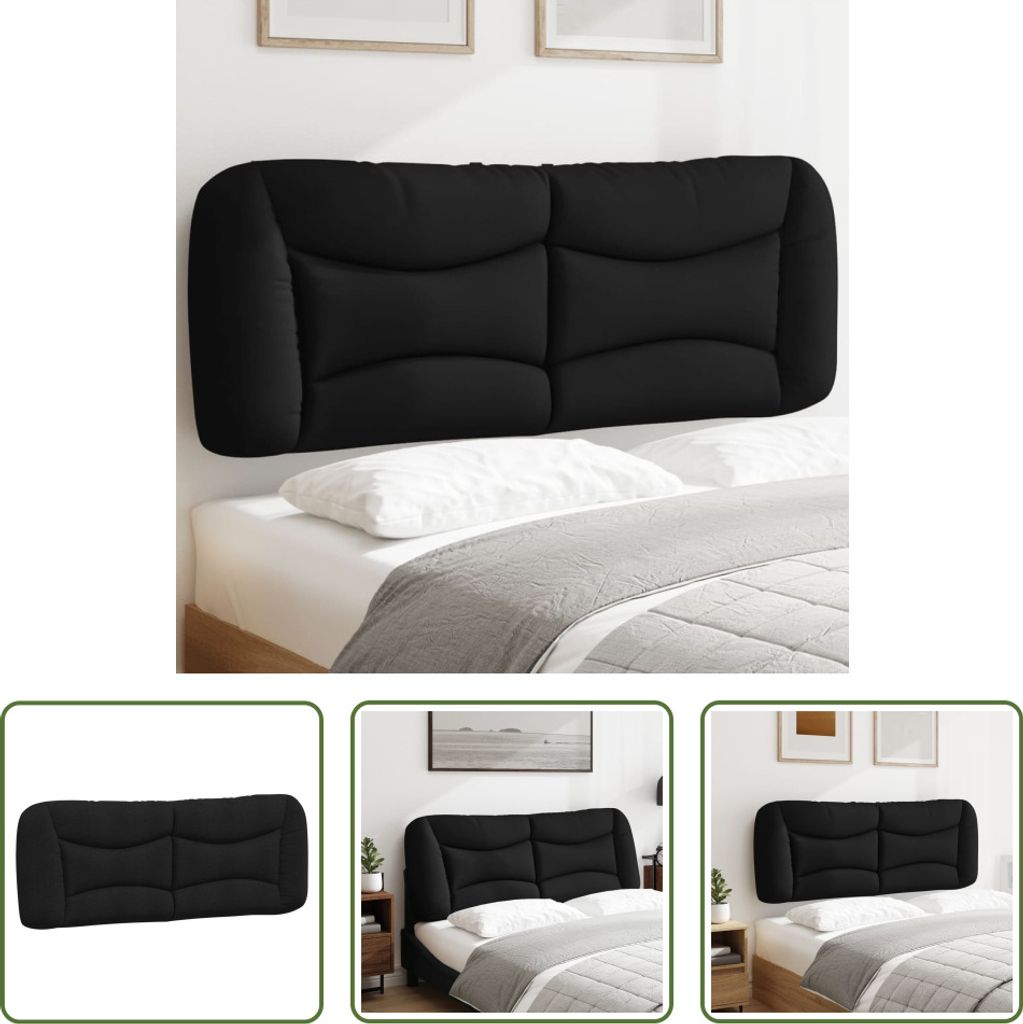 The Living Store Kopfteil-Kissen Schwarz 140 cm Stoff Produktbild 