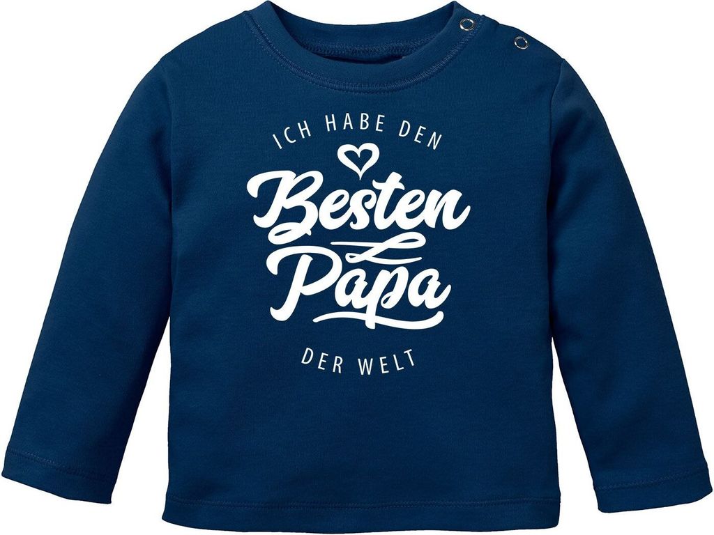 Baby Langarmshirt Babyshirt Ich habe den besten Papa der Welt Spruch Geschenk Jungen Mädchen Moonworks blau 80/86 (10-15 Monate)