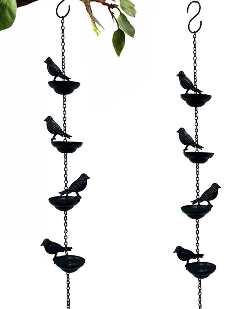 60/80/100 cm Iron Bird Regenkette, robuste Metall-Regenfangschale zum Aufhängen an Dachrinnen und Fallrohren im Außenbereich, dekorative Regenket...