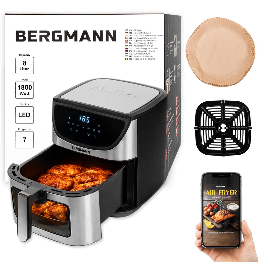 Frytkownica beztłuszczowa Air Fryer BERGMANN YA 7 programów Zdjęcie produktu 