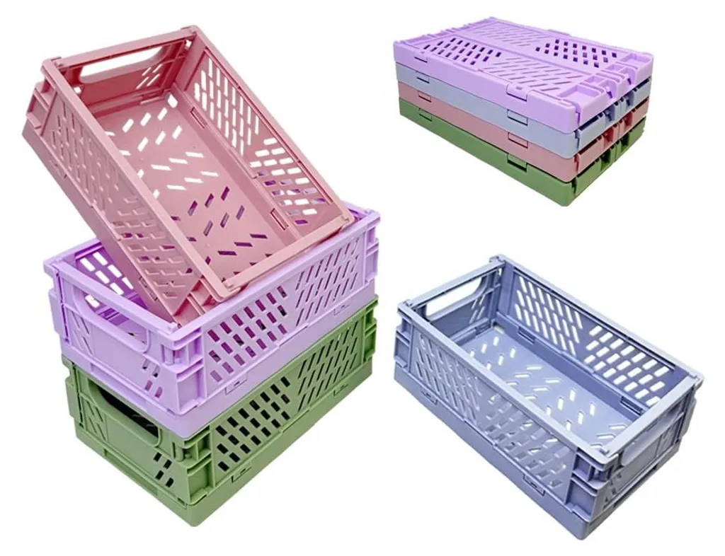 Caisse pliable empilable 15x10 cm en plastique robuste pour bureau