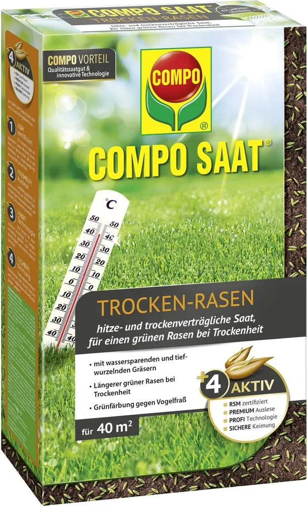 Gazon jauni par le soleil ? Solution Semences Sol Sec COMPO 40m²