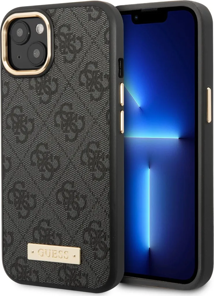 Cover Guess iPhone 14/15 Plus MagSafe 4G Logo Plate Nero Originale