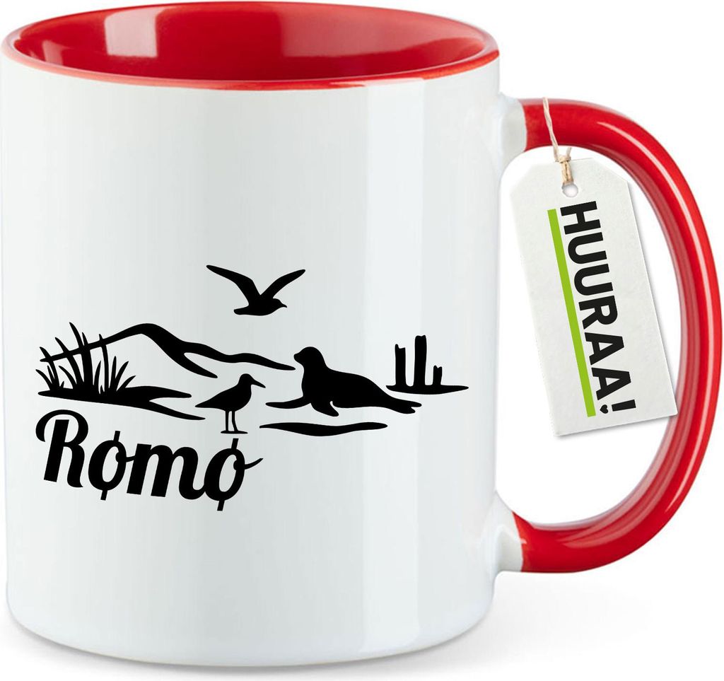 Huuraa Kaffeetasse Rømø Dänemark 330ml Rot Keramik Kaffeebecher Geschenkidee