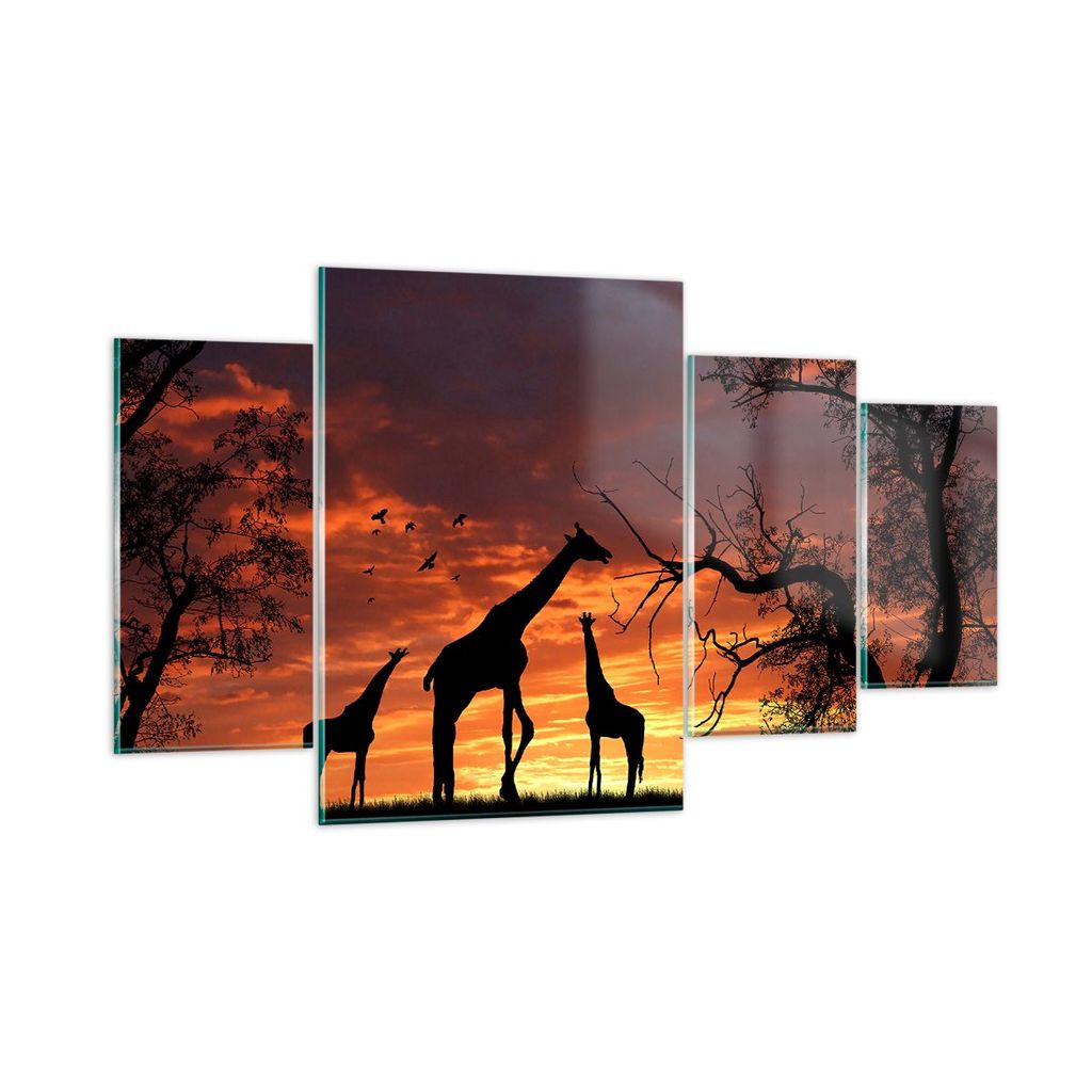 Bilder auf glas - Giraffe Afrika Sonne Safari - 160x90cm - Glasbilder - Wandbilder - Kunstdruck - zum Aufhängen bereit - Wanddekoration aus Glas -...