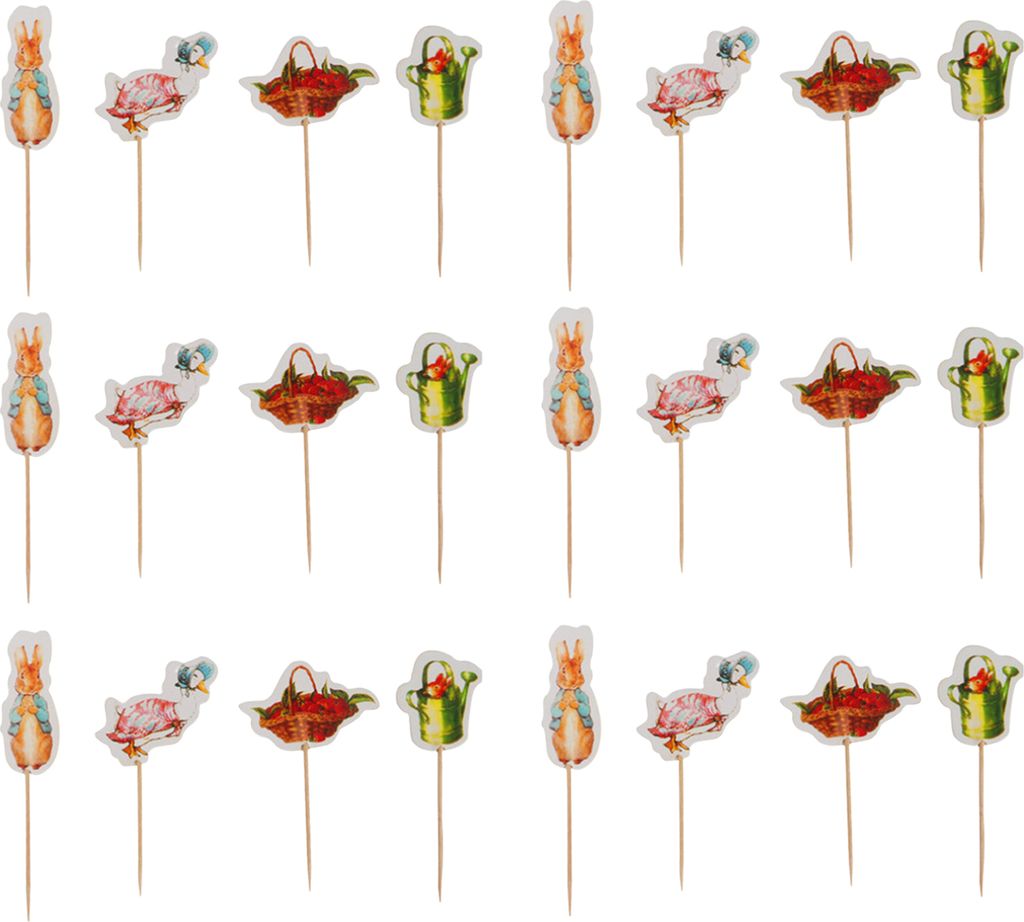 24pcs Cake Toppers Cartoon Bunny Muster Frohe Ostern Rabbit Festival Kuchen Dekorieren Stöcke für das Restaurant-C