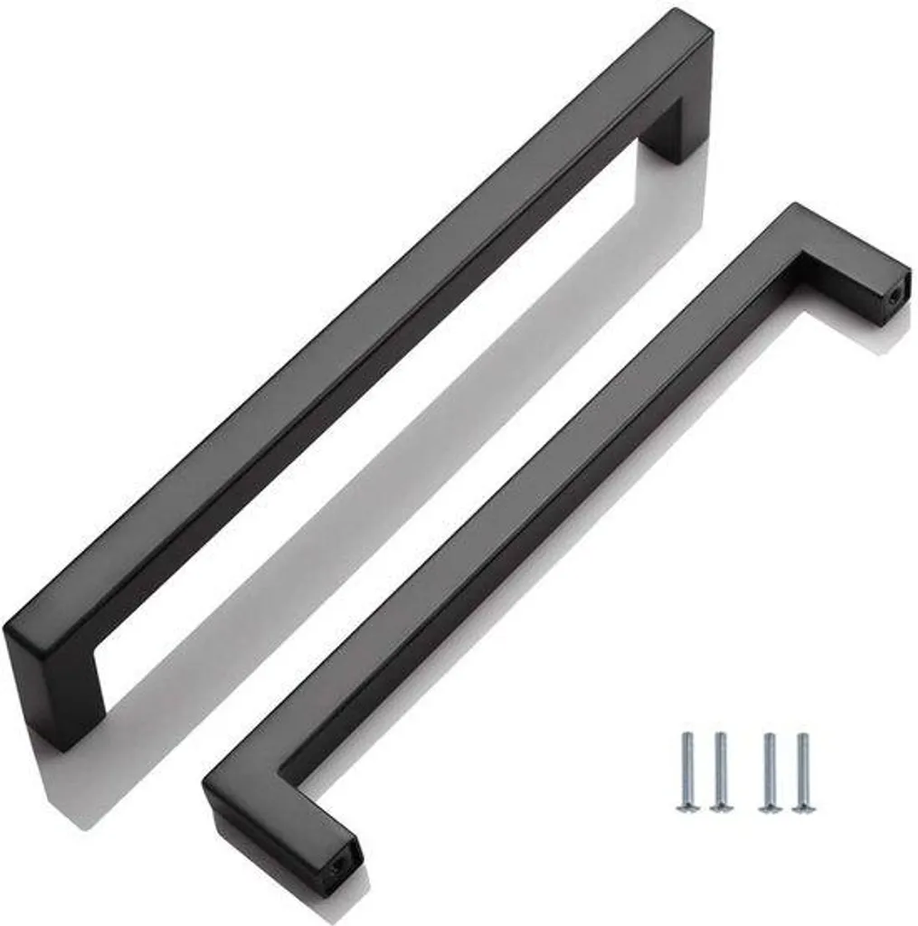 Poignées de meuble design en inox noir 256 mm pour cuisine et placard