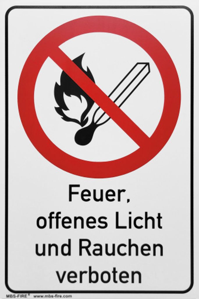 Schild "Feuer, offenes Licht und Rauchen verboten" ISO 7010