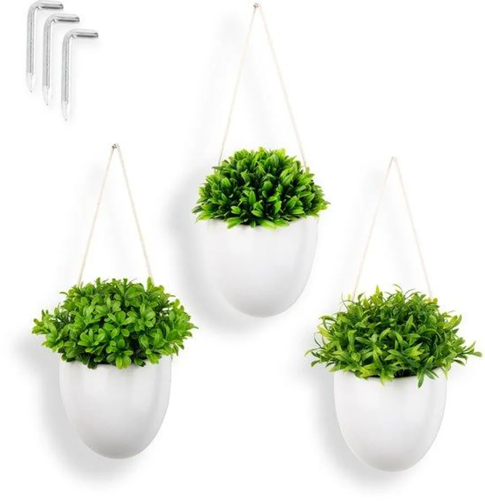 Petite plante artificielle pour décoration murale intérieure pot blanc