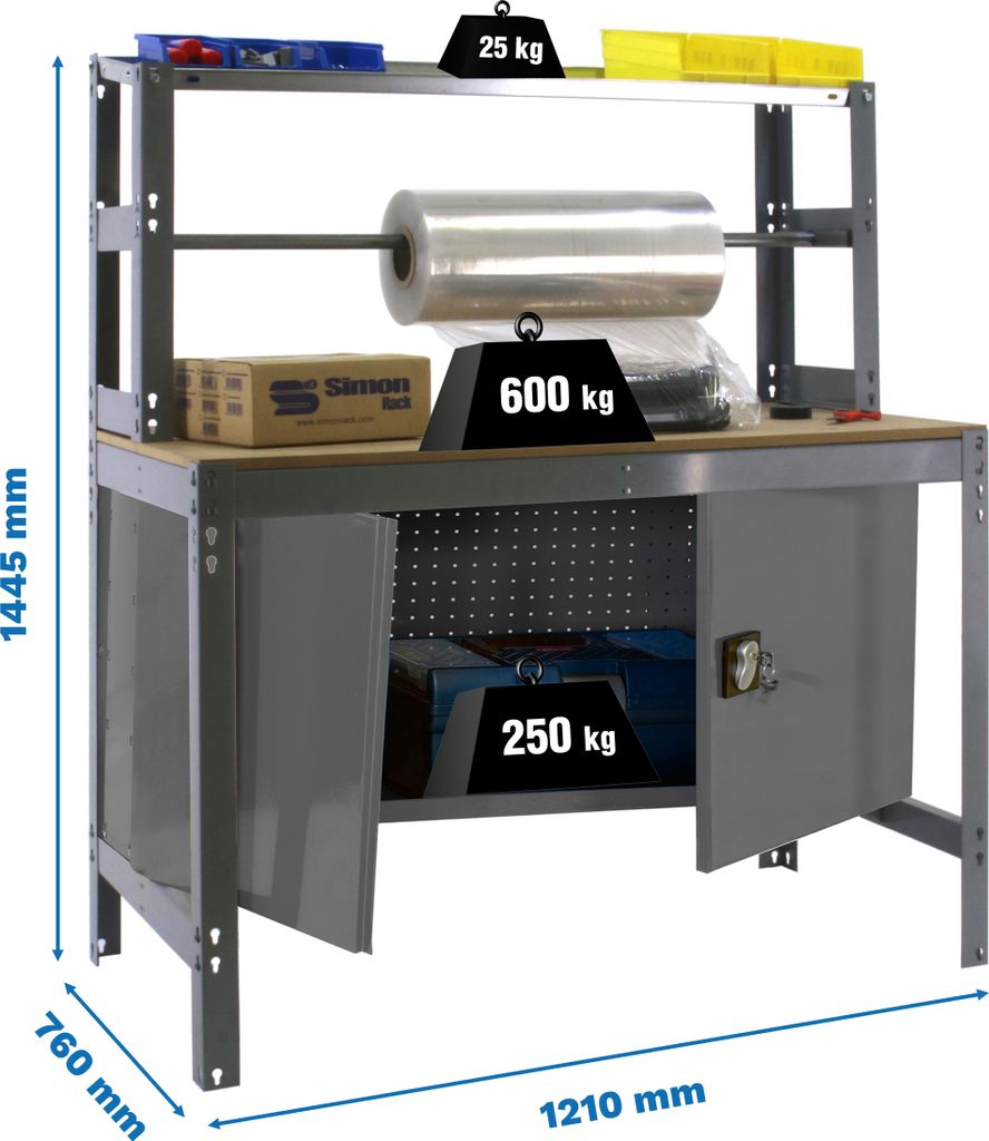 SIMONWORK BT4 CABINET 1200 CINZA/MADEIRA Metallwerkbank