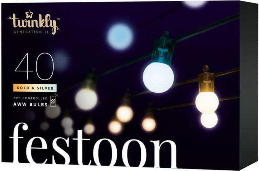 Twinkly Festoon 40L AWW 20M für Innen und Außen IP44 (TWF040GOP-BEU)