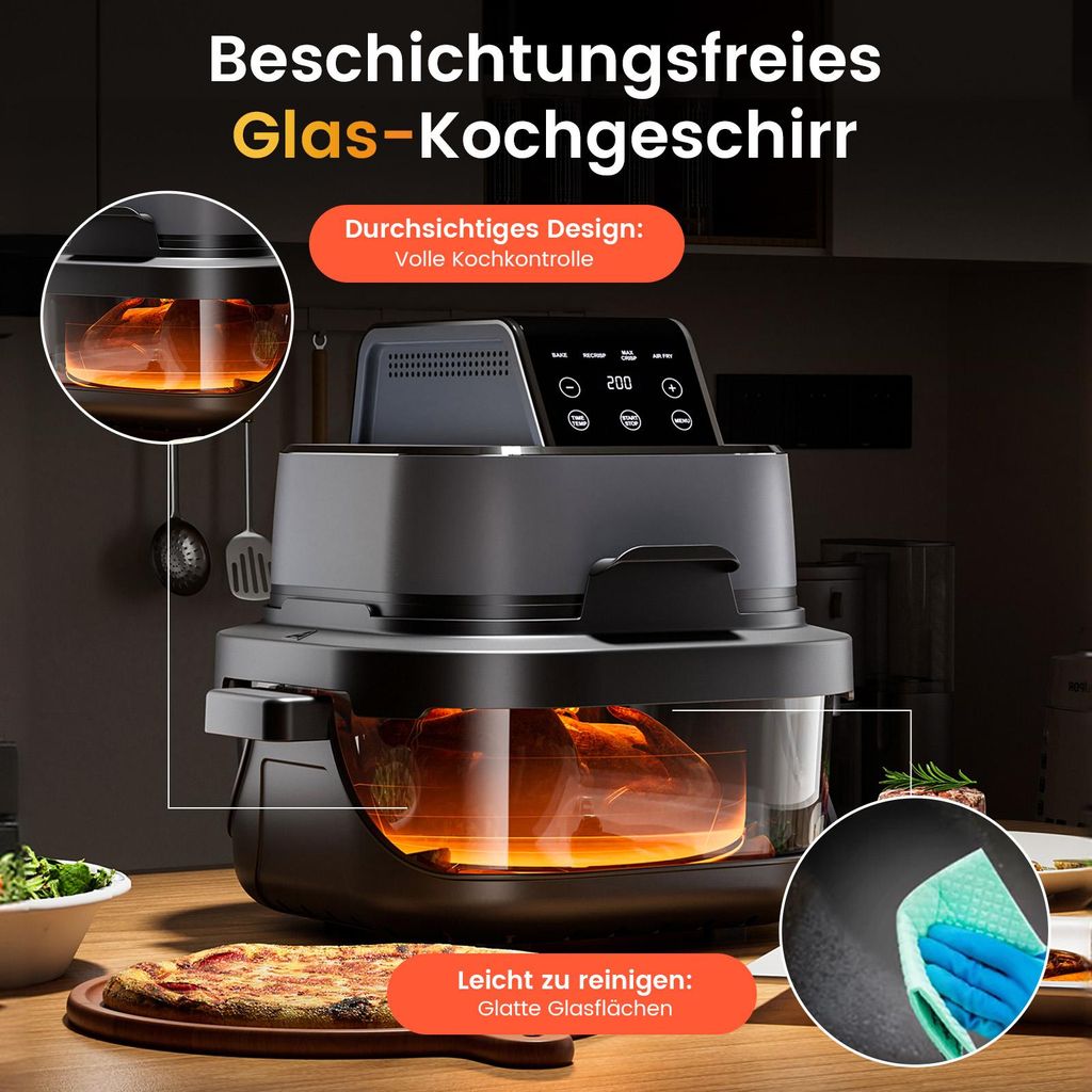 Friggitrice Ad Aria Calda XXL 4,5L Con Display Digitale E Padella Per Pizza - Perfetta Per Tutta La Famiglia!