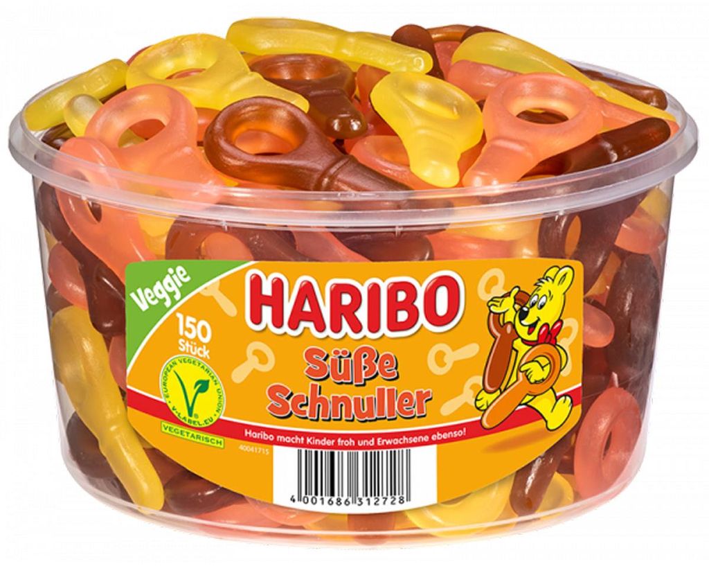 Haribo Süße Schnuller Fruchtgummi mit Cola Geschmack veggie Produktbild 