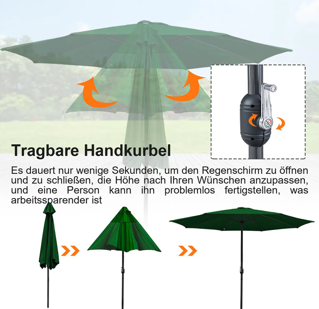 Yakimz Ombrellone Verde 270cm: Parasole Pieghevole UV50+ Offerta