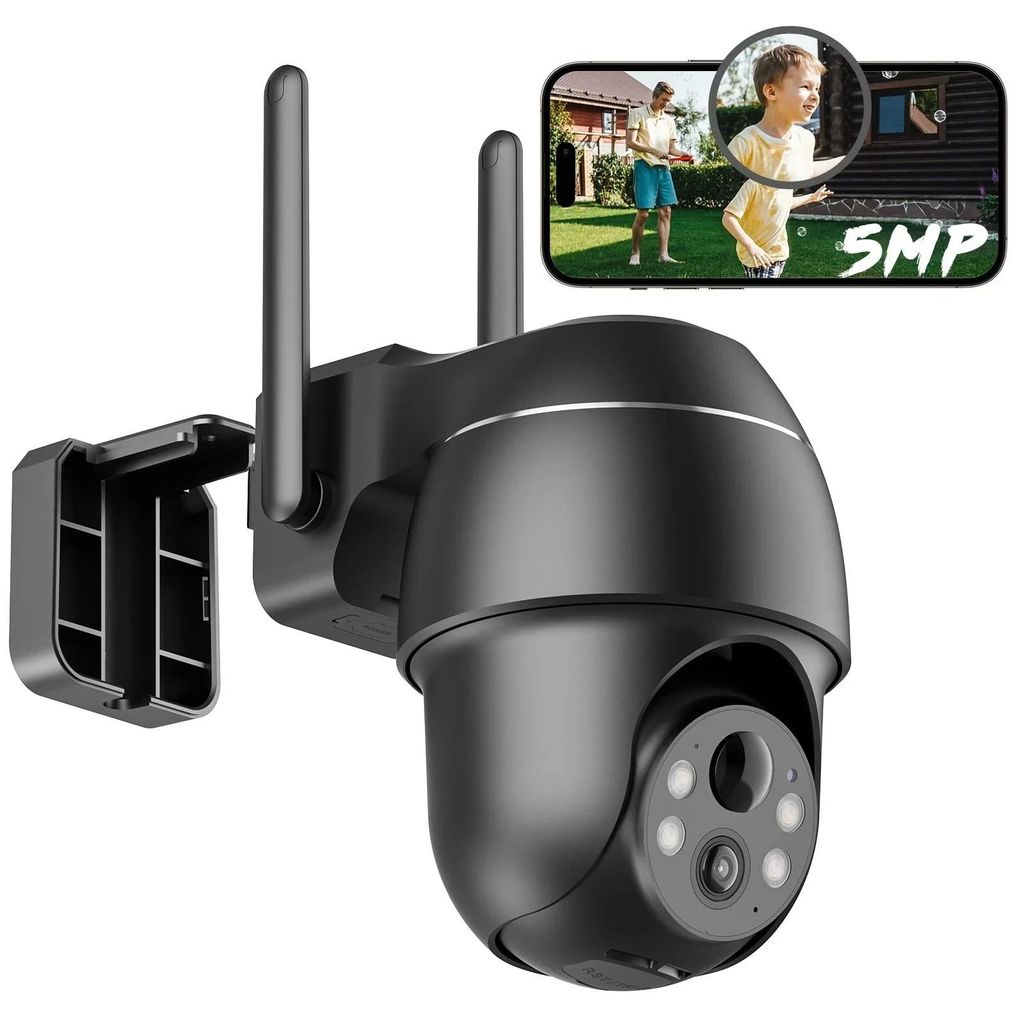 5MP Überwachungskamera Aussen Akku Kabellos WLAN IP Kamera Outdoor mit Intelligente PIR-Personenerkennung Nachtsicht in Farbe Audio- und Lichtalarm