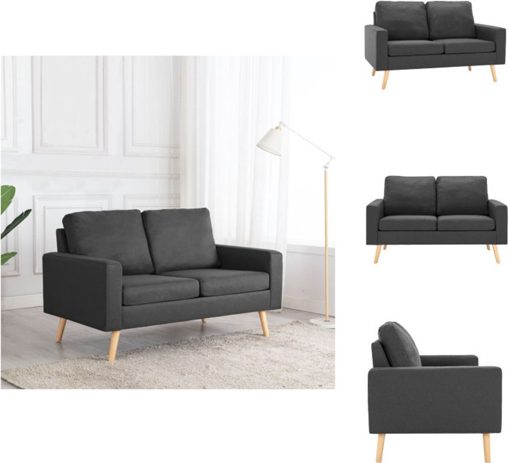 vidaXL 2-Sitzer-Sofa Dunkelgrau Stoff - Sofas