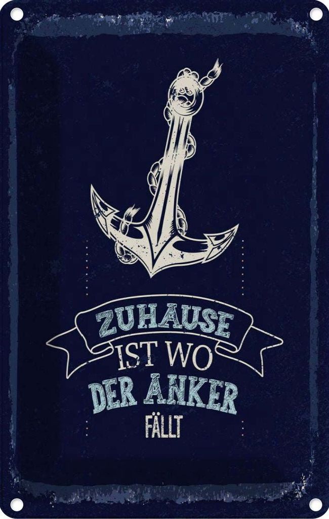 vianmo Blechschild 30x20 cm Zuhause ist wo der Anker fällt Produktbild 